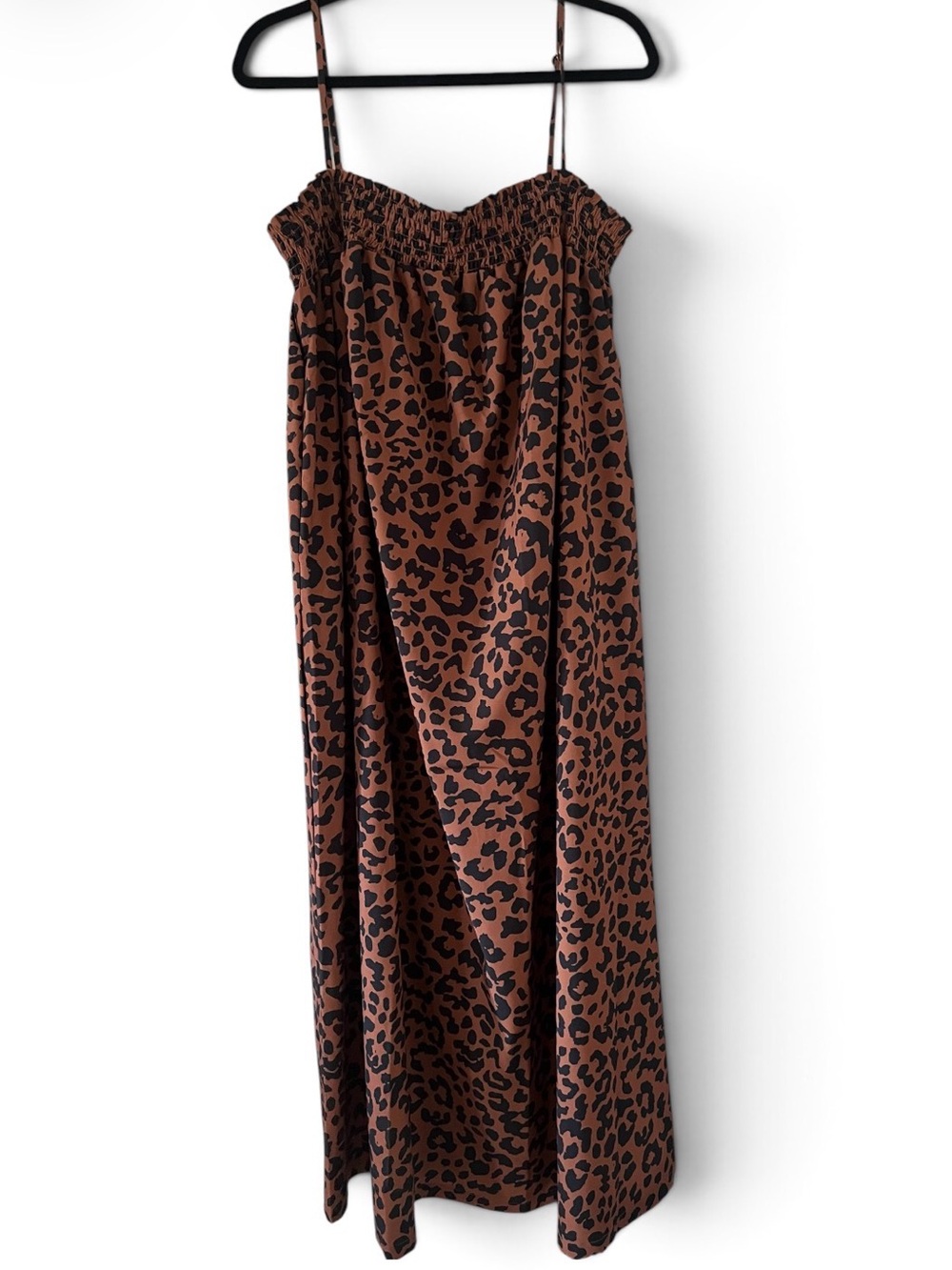 Leopard Print Brown Maxi Dress with Spaghetti Straps